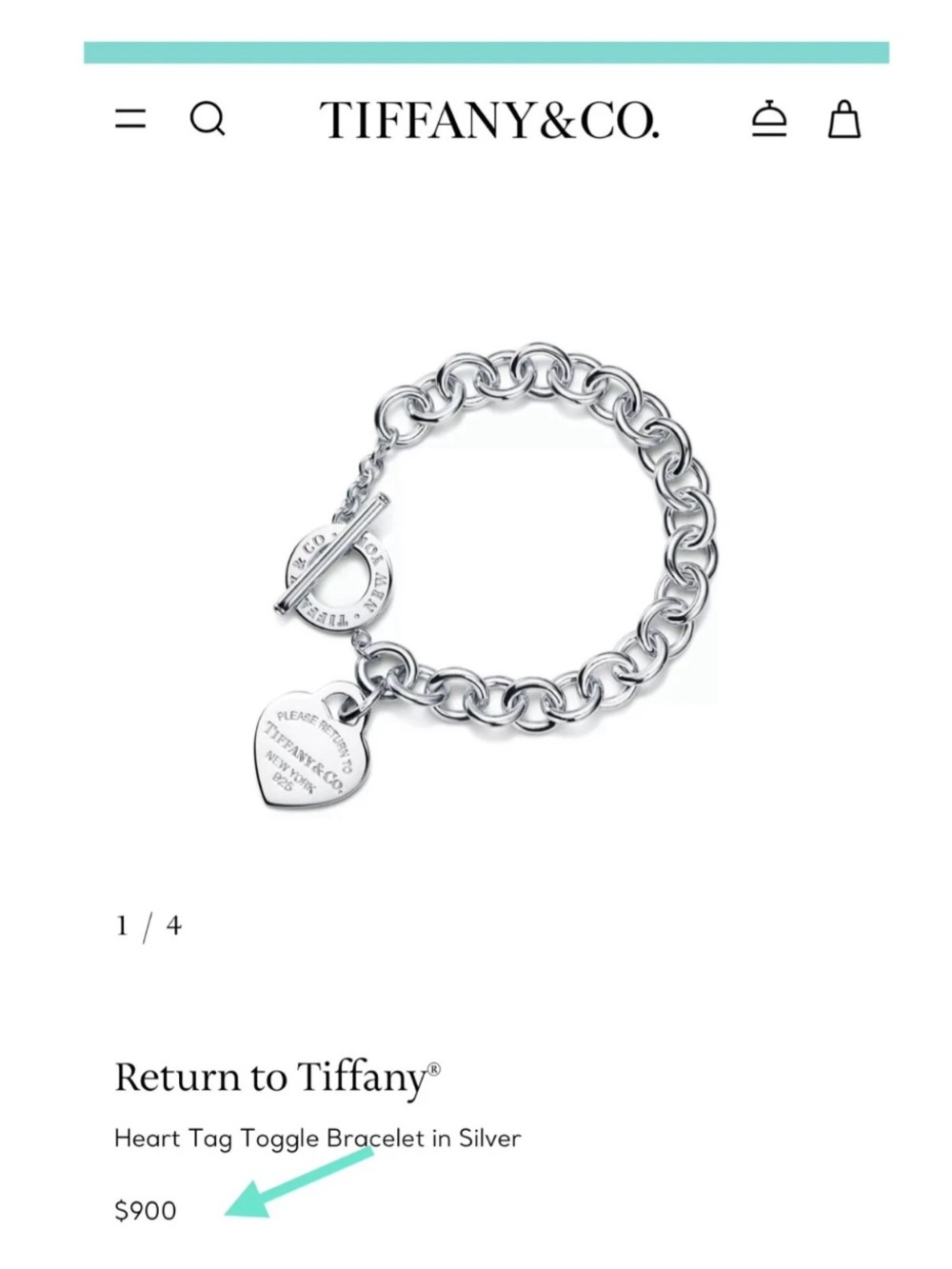 Tiffany & Co. Return to Tiffany Heart Tag Toggle Bracelet Sterling Silver Gift - Picture 10 of 11